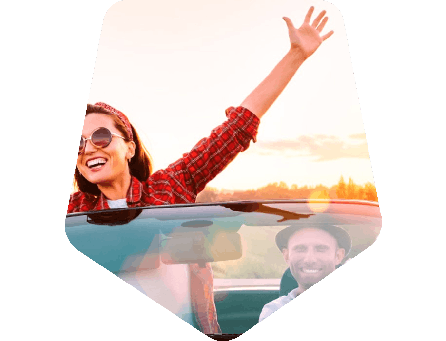 two people in a car