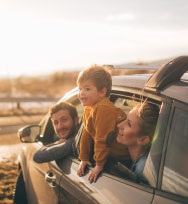 family in car