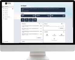 desktop screen showing mobile banking dashboard