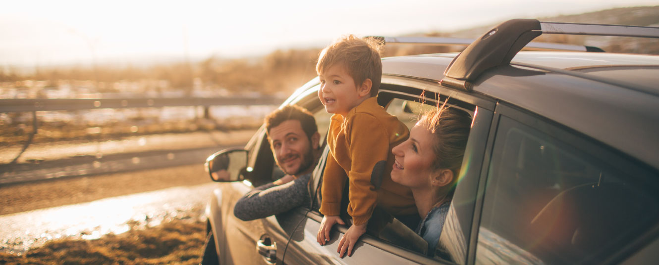 family in car